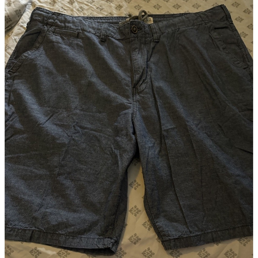 Men's Lucky Brand Linen Casual Shorts Blue Size 40 With Tie EUC CT1